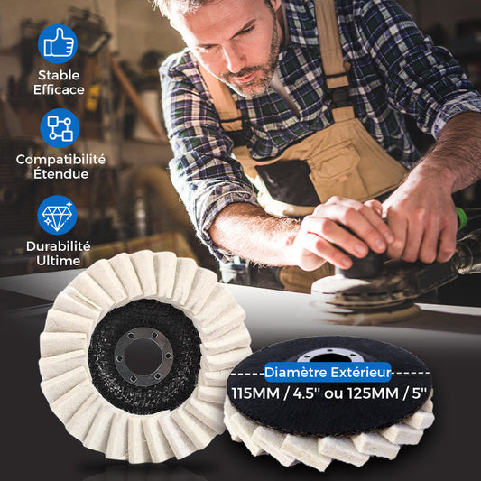 Disque de Polissage en Laine pour Meuleuse d’Angle – Finition Miroir Brillante, Durable & Polyvalent 🔧🪞