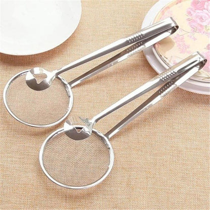 🍳 Pince de Cuisine 2-en-1 en Acier Inoxydable avec Égouttoir à Huile