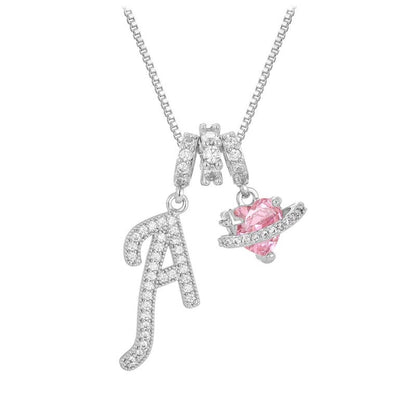 ✨ Collier Initiale Dopamine 3-en-1 avec Breloques Cœur en Zircon