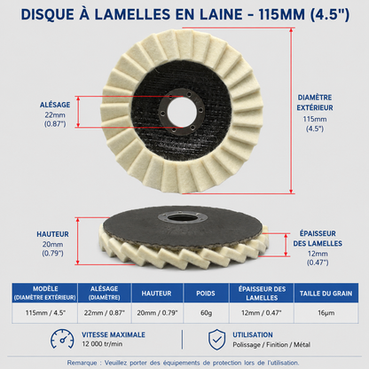 Disque de Polissage en Laine pour Meuleuse d’Angle – Finition Miroir Brillante, Durable & Polyvalent 🔧🪞