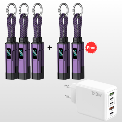 🔌 Câble de charge 4 en 1 avec affichage numérique et anneau porte-clés – charge rapide, résistant aux nœuds et compact ⚡🔑【Offre Limitée】