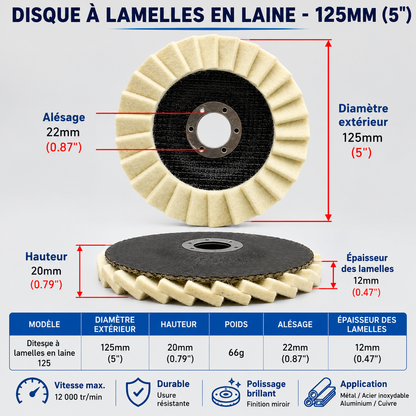 Disque de Polissage en Laine pour Meuleuse d’Angle – Finition Miroir Brillante, Durable & Polyvalent 🔧🪞