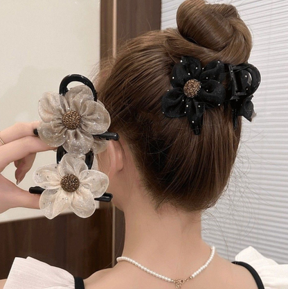 🌺2026 Nouvelle pince à cheveux élégante en tulle, motif tournesol – Design floral luxueux et volumineux