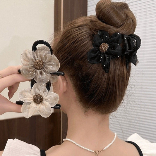 🌺2026 Nouvelle pince à cheveux élégante en tulle, motif tournesol – Design floral luxueux et volumineux
