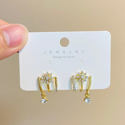 ✨ Boucles d’Oreilles Étoile à Huit Branches Ultra-Scintillantes