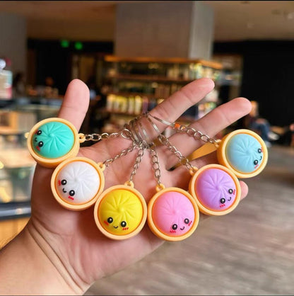 🥟✨ Porte-Clés Squishy Bao BBQ Réaliste – Jouet Anti-Stress Mignon