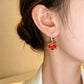 🍁 Boucles d’Oreilles Feuille d’Érable Rouge en Zircon – Élégantes et Scintillantes