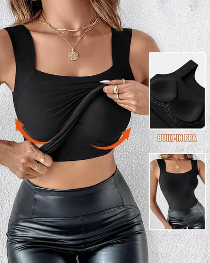 💖 Débardeur gainant à col en U pour femme avec soutien-gorge intégré