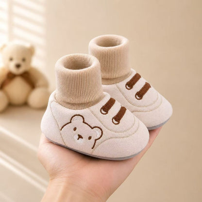 🐻🧦 Chaussures Chaussettes Bébé Doublées – 0-12 Mois