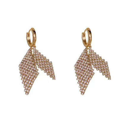 ✨ Boucles d’Oreilles Géométriques Scintillantes en Strass