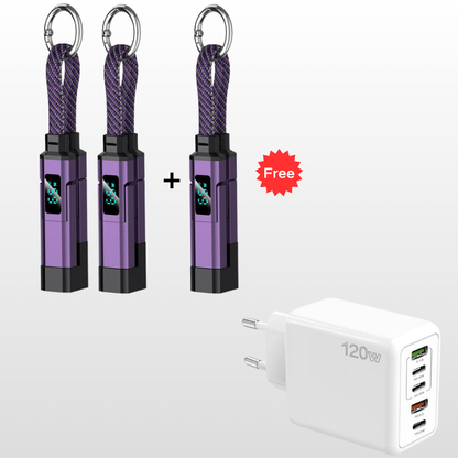 🔌 Câble de charge 4 en 1 avec affichage numérique et anneau porte-clés – charge rapide, résistant aux nœuds et compact ⚡🔑【Offre Limitée】