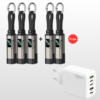 🔌 Câble de charge 4 en 1 avec affichage numérique et anneau porte-clés – charge rapide, résistant aux nœuds et compact ⚡🔑【Offre Limitée】