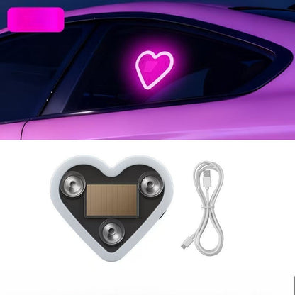 🚗 Lampe décorative solaire en forme de cœur pour voiture