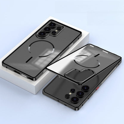 📱 Coque magnétique pour téléphone avec contour en métal — étui de protection avec dos mat et fermeture à clip ✨