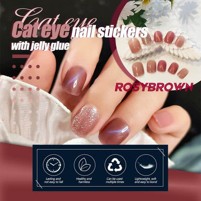 Patchs pour ongles œil de chat mystérieux avec gomme gélifiée (24 pièces)