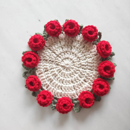 🌹 Dessous-de-plat et dessous de verre Rose en Crochet Fait Main
