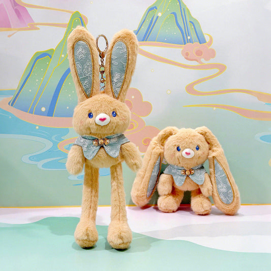 Porte-clés lapin en peluche avec oreilles dépliables