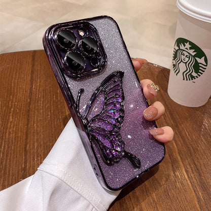 🦋✨ Coque Papillon Pailletée – Carte Amovible & Antichocs