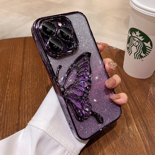 🦋✨ Coque Papillon Pailletée – Carte Amovible & Antichocs