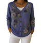 Cardigan en coton à col en V et motif floral pour femme