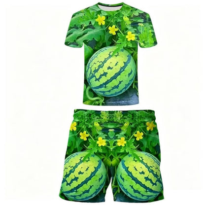 🍉 Ensemble de T-Shirts Imprimés Pastèque pour un Look d’Été Décontracté
