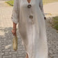 🎁👗 Robe col en V en coton et lin
