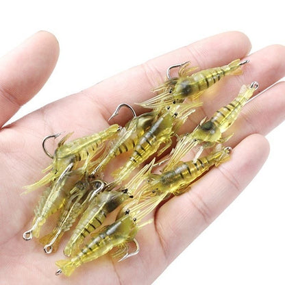 🦐✨ Leurre crevette lumineux 4 cm – Appât souple réaliste pour la pêche