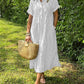 Robe rayée en coton et lin à manches courtes