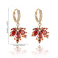 🍁 Boucles d’Oreilles Feuille d’Érable Rouge en Zircon – Élégantes et Scintillantes
