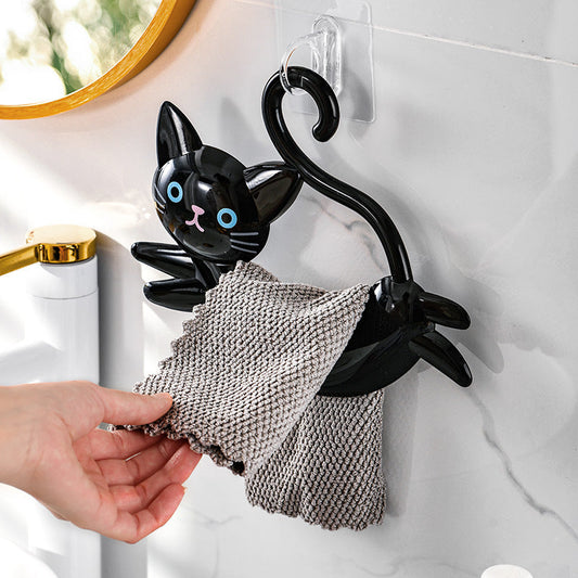 🐱✨ Porte-Serviette Chat – À Ventouse Sans Perçage