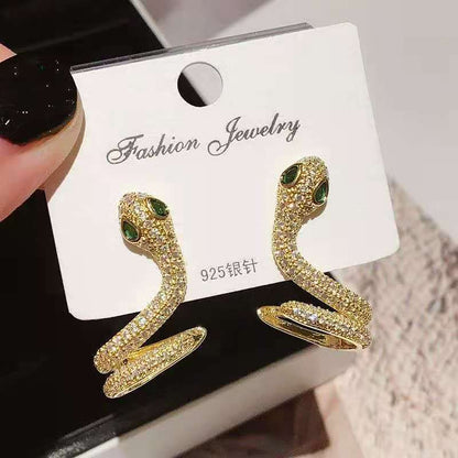 🐍 Boucles d'oreilles manchette serpent scintillantes – Bijoux uniques et originaux ornés de zircons