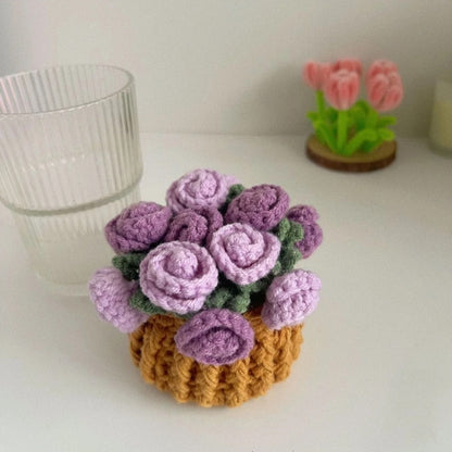 🌹 Dessous-de-plat et dessous de verre Rose en Crochet Fait Main