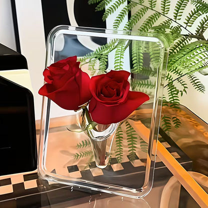 Vase cadre photo acrylique 2026 transparent déco table fleurs hydroponie salon