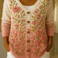 Cardigan en coton à col en V et motif floral pour femme