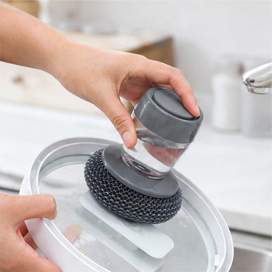 🧼✨ Brosse à vaisselle à pression avec distributeur de liquide vaisselle
