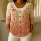Cardigan en coton à col en V et motif floral pour femme