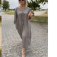 🎁👗 Robe col en V en coton et lin