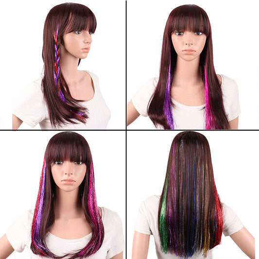 ✨ Barrettes BB à fils métalliques colorés effet laser – Extensions arc-en-ciel