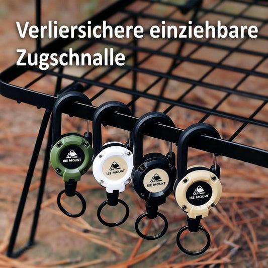 🎁 Porte-clés multifonction 3-en-1 avec mousqueton et enrouleur rétractable