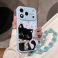 🐱💗 Coque de Téléphone Chat Mignon avec Dragonne à Perles Douces
