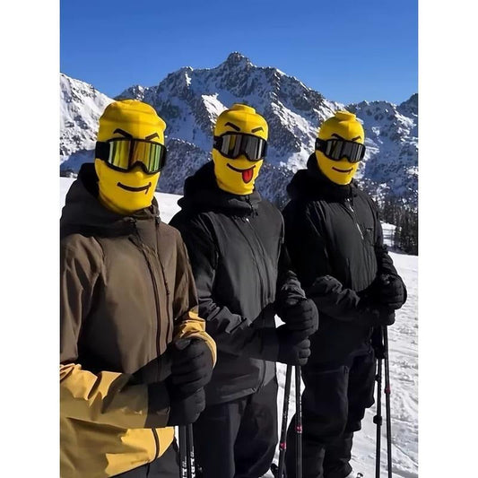 🏂😎 Masque Facial de Ski Jaune avec Figurine Amusante – Hiver