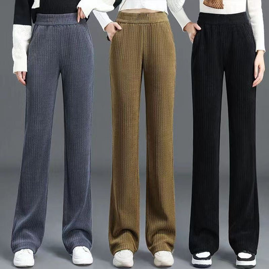 Pantalon polyvalent à taille élastique unie pour femme et pantalon taille ample.