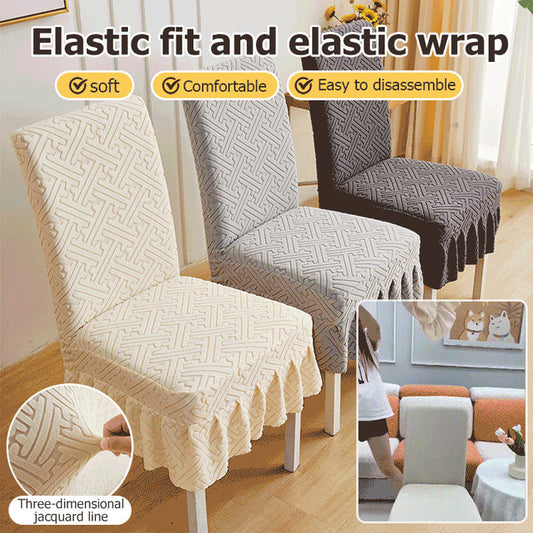 Housse de chaise extensible dossier haut – Tissu jacquard épais, housse intégrale élastique pour chaise de salle à manger, protection complète et lavable