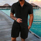 💎 49% DE RÉDUCTION ! 💎 Ensemble 2 Pièces Homme – Chemise Ample + Short Rayé, Look Décontracté & Respirant pour l’Été 🌿👕