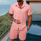 💎 49% DE RÉDUCTION ! 💎 Ensemble 2 Pièces Homme – Chemise Ample + Short Rayé, Look Décontracté & Respirant pour l’Été 🌿👕