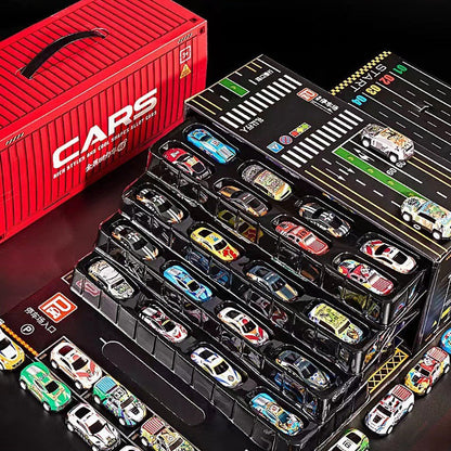 🎁 48 mini voitures à rétrofriction en métal léger avec garage intégré