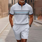 🔥49% DE RÉDUCTION !🔥 Ensemble chemise et short à col zippé pour homme