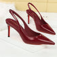 49 % de réduction + livraison gratuite 👠Escarpins à talons aiguilles à bride arrière et bout pointu en cuir verni pour femme