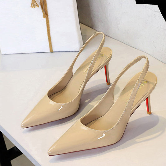 49 % de réduction + livraison gratuite 👠Escarpins à talons aiguilles à bride arrière et bout pointu en cuir verni pour femme