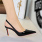 49 % de réduction + livraison gratuite 👠Escarpins à talons aiguilles à bride arrière et bout pointu en cuir verni pour femme